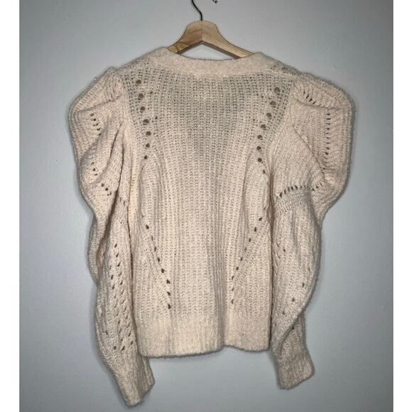 Ulla Johnson Emmy Cardigan Puff Sleeve Alpaca Blend in Dawn/Cream Size Small - Picture 9 of 10